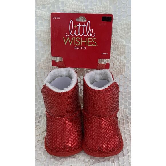 Little Wishes Other - Little Wishes Baby Girl Size 3-6 months Red Boots Sparkly Christmas Holiday